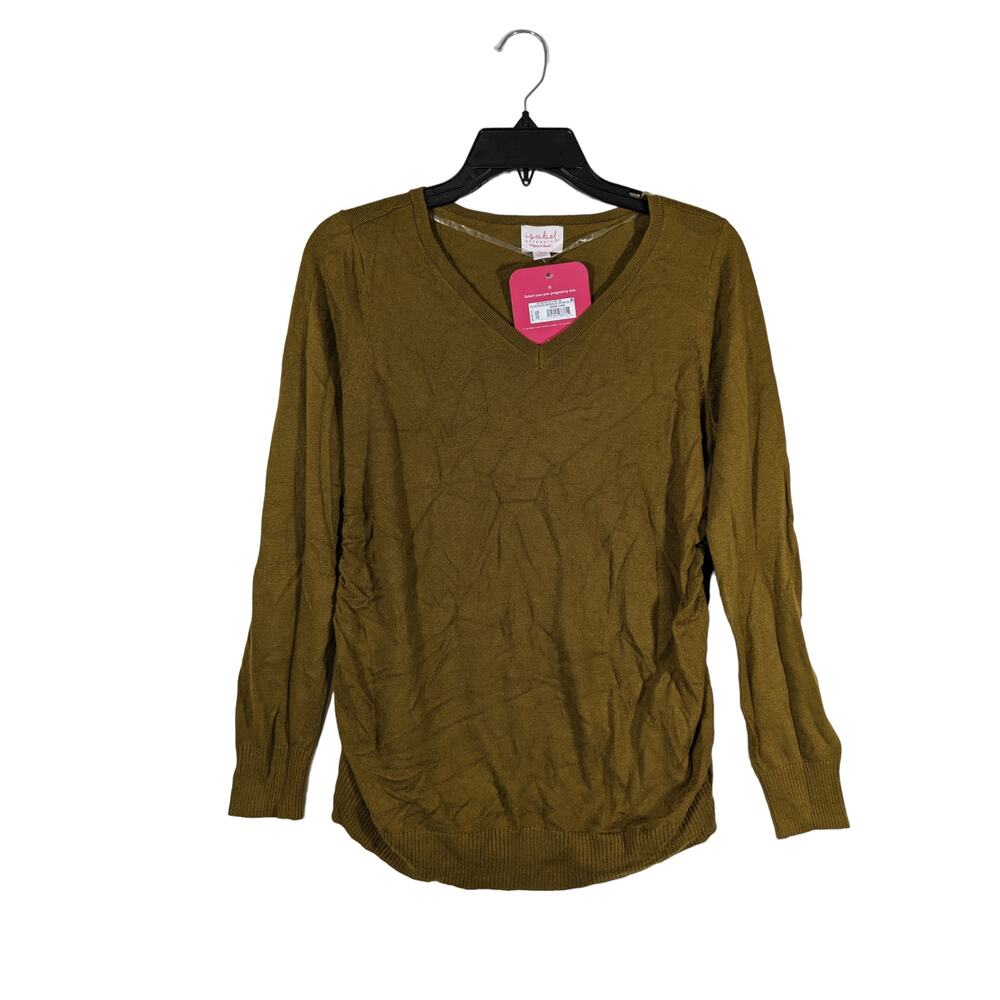Maternity Sweater Ingrid Isabel V Neck Essential Lightweight Knit S Olive Green